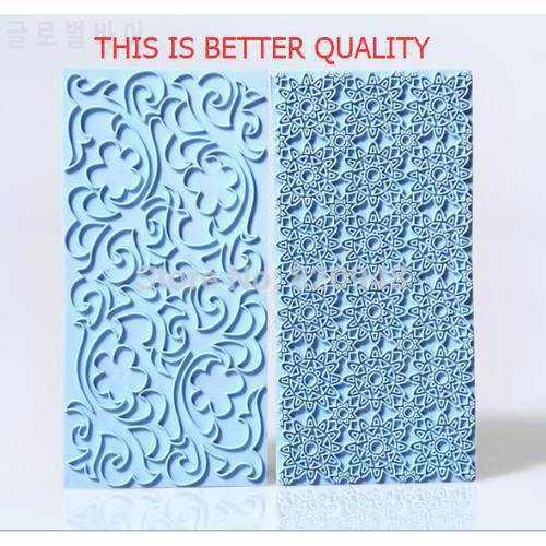 Cake Tool 2 pc 15 x 7 cm Mayan Sun Floral Swirl Lace Impression Mat Cake Cookie Embosser Fondant Pastry Icing Sugarpaste