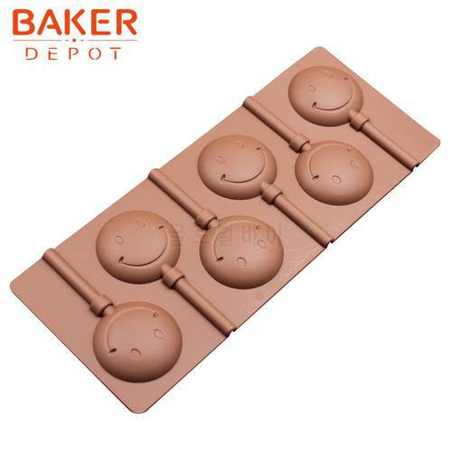 smiley face lollipop mold silicone candy chocolate mold pastry bakeware baking tool cake decorate mould with stick DIY christmas