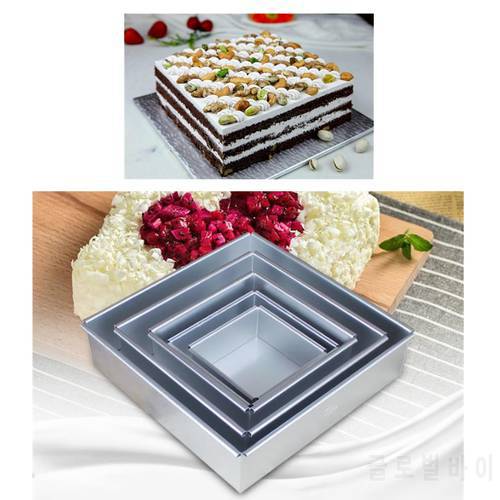1pc Square Aluminum alloy template Removable Bottom cake mold Pattern bakeware baking dish Die cake decorating tools