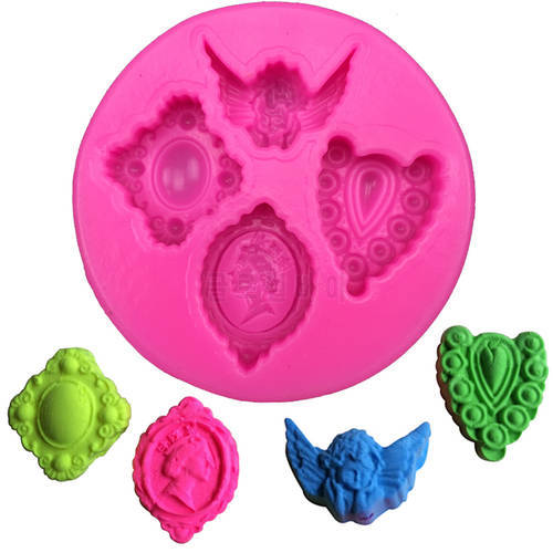 Angel gem beauty head Shape fondant silicone mold kitchen chocolate pastry candy Clay making cupcake lace decoration tool F-0105