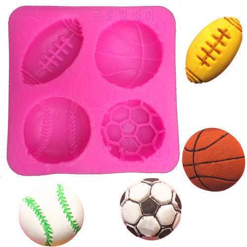 Football basketball tennis fondant silicone mold for kitchen chocolate pastry candy Clay making cupcake decoration tools FT-0149