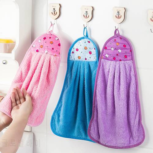 Hand Towel Hanging Kitchen Bathroom Thick Soft Cloth Wipe Towel Cotton Dish Cloth