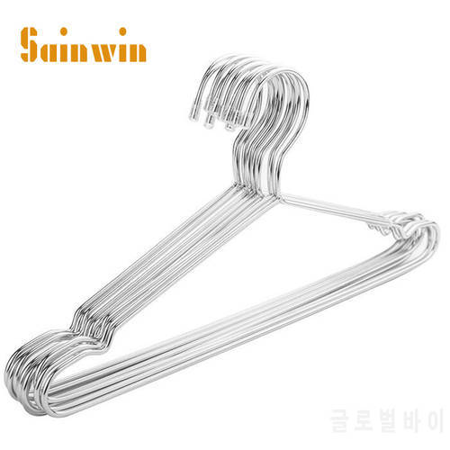 Sainwin 10pcs/lot Adult And Children Stainless Steel Hangers For Clothes Strong Anti-rust Metal Clothes Hanger