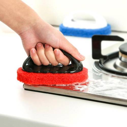 1PC Clean Sponge Eraser Kitchen Cleaning Brush Plastic Handle Bath Tiles Brush Wash Pot Clean Brush Sponge Bathroom Accessories