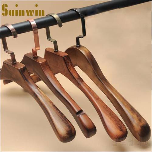 Sainwin 5pcs/lot Solid Wood Hanger Adult Slip-resistant Hangers For Clothes Hanging Wooden Hanger (30pcs More Can Logo)