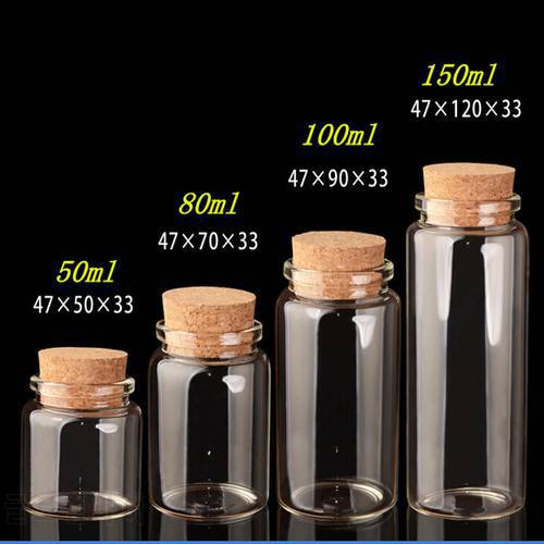 Glass Bottles with Cork Crafts Bottles Jars Weding Gift 50ml 80ml 100ml 150ml Empty Jars Containers Bottles 24pcs