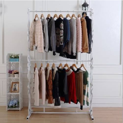 , wrought iron clothes rack, display shelf Indoor hanger assembly island shelf More bold frame double wedding dresses
