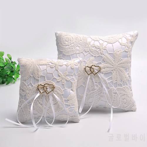 10/15cm Square Wedding Ring Pillow Coussin Alliance Bridal Flower Lace Cushion Wedding Marriage Ceremony Decoration