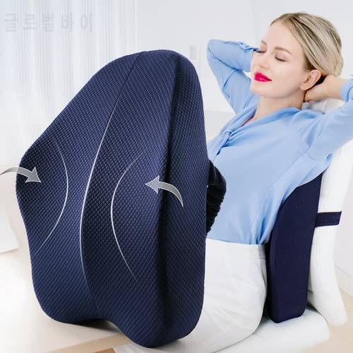 Memory Foam Lumbar Support Back Cushion Firm Pillow for Computer/Office Chair Car Seat Recliner Lower Back Pain Sciatica Relief