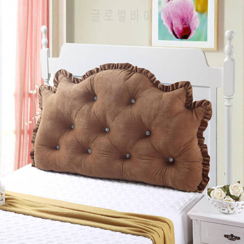 Home Decor Bed Cushion Bed BackrestVelvet Back Cushion European style bed decor ruffles pad cushion Violet lazyback Buttons