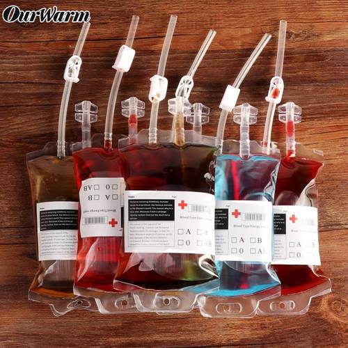 OurWarm Clear Halloween Food Grade PVC Drink Bag The Vampire Diaries Cosplay Blood Bag Props Halloween Decoration Supplies