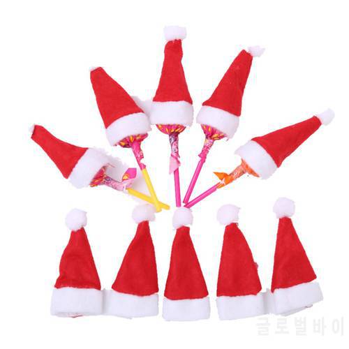 10pcs/lot Mini Christmas Hats Red Santa Claus Hat Bottle Cap Christmas Decoration for Home Dinner Party Table Xmas Candy Holder