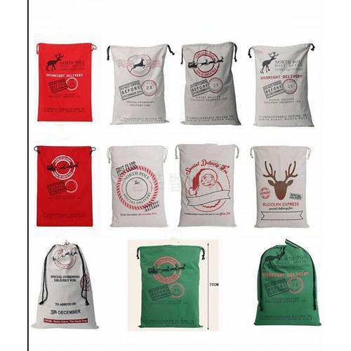 30pcs/lot free shipping canvas santa gift bags santa sack drawstring Christmas santa bag fast delivery santa sack bag