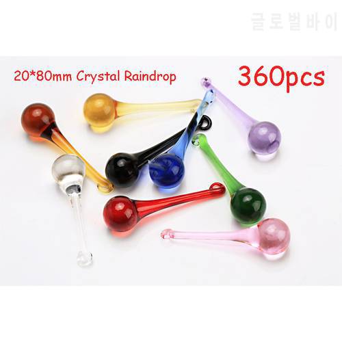 360pcs/lot 9colors mixed 20x80mm crystal Glass Raindrops For Christmas Pendant & Ornaments