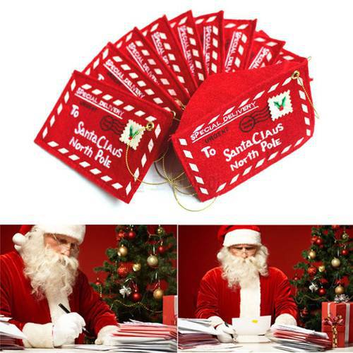 100 Pcs / lot Non-woven fabrics Merry Christmas Envelope Candy Gift Bag for Children Santa Claus Gifts Embroidery XMAS Ornament