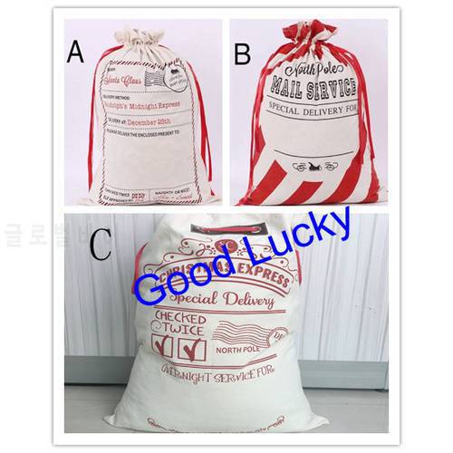 10pcs/lot free shipping santa sack canvas material striped candy santa gift bags good quality Christmas gift bags wholesale