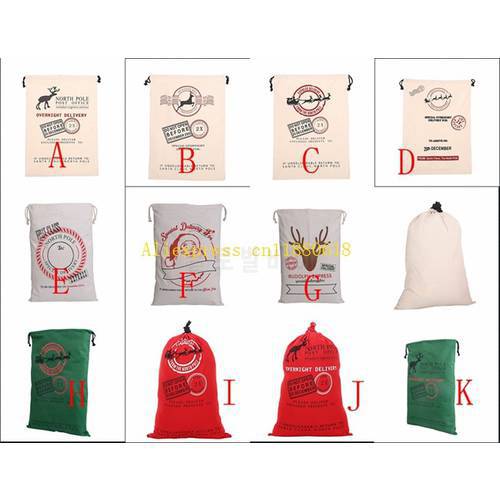 10pcs/lot Free Shipping 2015 New Christmas Gift Bags Large Canvas Santa Sack Color Elk Organic Heavy Canvas drawstring Bag CR12