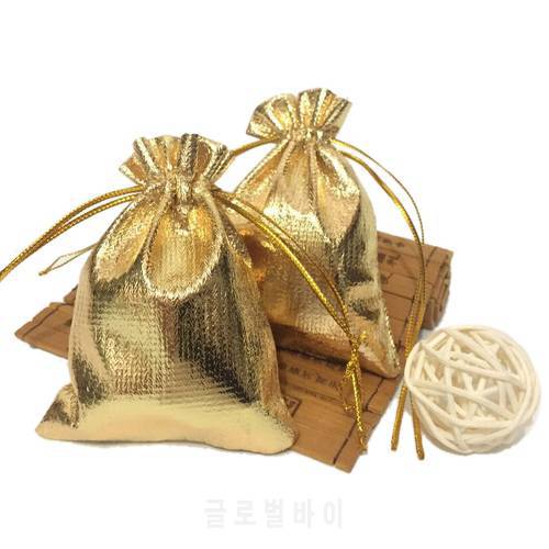 50pcs/lot 7 * 9cm Drawstring Gift Bags Gold and Silver Jewelry Gift Bags Accessories Packaging Small Gift Bags