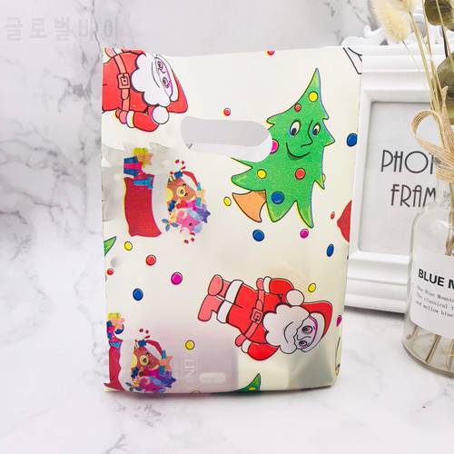 100pcs 15*20cm Christmas Plastic Shopping Bags With Handle New Wedding Plastic Jewelry Gift Packaging Bags Handle Z274