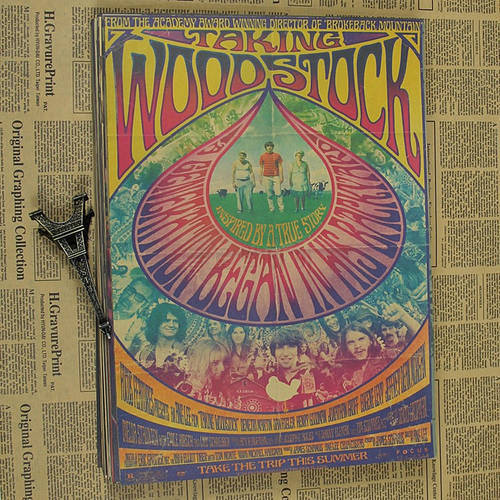 Woodstock Rock Music Festival Retro Craft Paper Painting Classic Poster Vintage Paper Craft Wall Decorations Living Room Bedroom