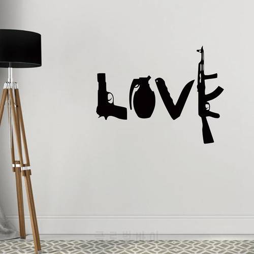 Free Shipping LOVE GUNS Vinyl Decal Sticker For Wall Or Car Art Cool Decoration