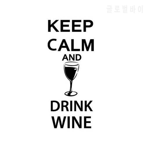 Bar pub home wine wall art decor, Keep Calm and Drink Wine vinyl decal words with wine glass sticker