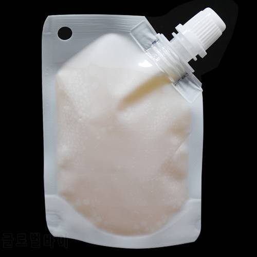 150pcs/lot 7*10cm Transparent Stand Up Drinking Package Spout Bag White Doypack Spout Pouch Bags For Beverage Milk Juice Packing