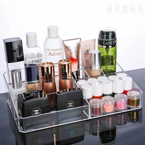 Transparent Acrylic Makeup Cosmetics Organizer Crystal Plastic Desktop Jewelry Storage Box for Bedroom Bathroom Girlfriend Gift