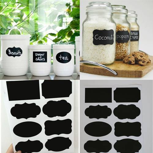 40Pcs/lot Chalkboard Lables Jar Bottle Stickers Home Kitchen Jars Blackboard Stickers Multi Size Chalkboard Labels Tag