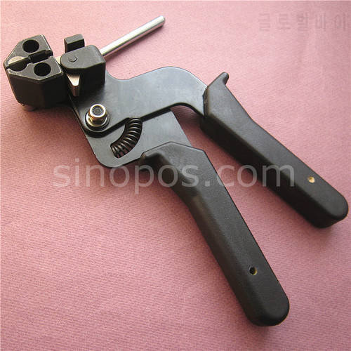 Stainless Steel Cable Tie Cutter Fasten Tool, self lock metal tie fastener bar cutting gun, secured bundling tensioning piler