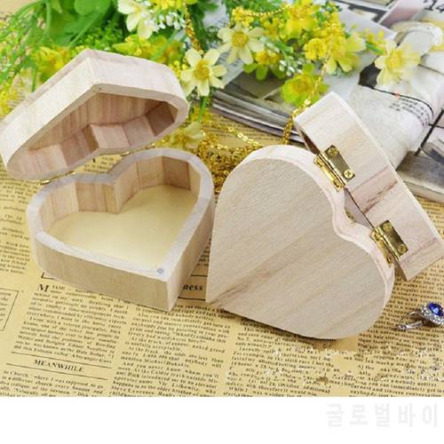 50pcs Storage Boxes Heart Shape Wood Box Jewelry Box Wedding Gift Home Storage Bin Earrings Ring box WA1382