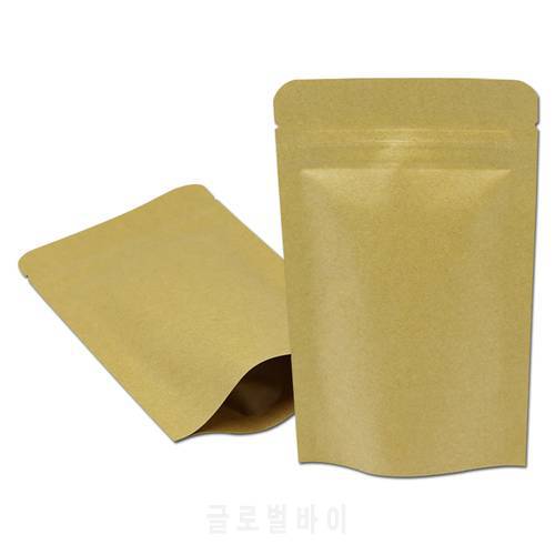 3.5&39&39x5.5&39&39 (9x14cm) Brown Kraft Paper Stand Up Aluminum Foil Packing Package Bag for Food Coffee Storage Zipper Zip Lock Bag