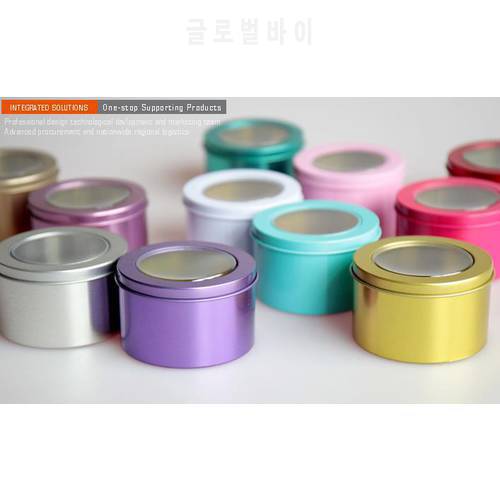 Wholesale 100 Pieces Tin Box Metal Round Colorful Small Wedding Candy Sweet Cans Tea Container Clear Lid EMS Free Shipping