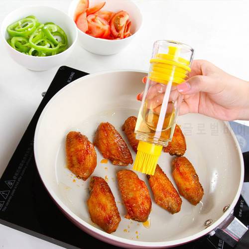Silicone Honey Oil Bottle with Brush for Barbecue Cooking Baking Pancake BBQ Tools Kitchen Accessories Barbacoa Storage Bottles