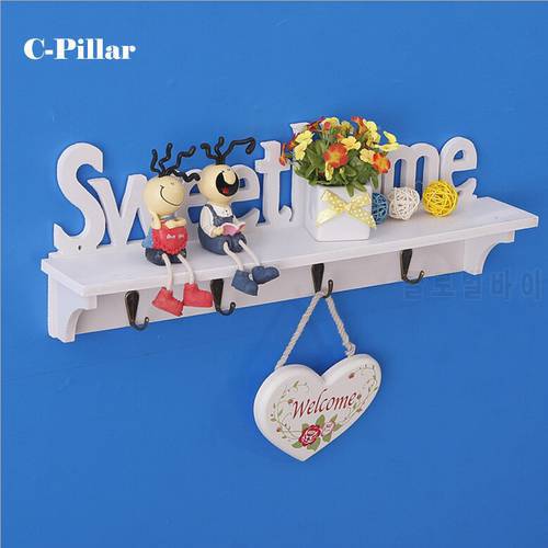 Sweet Home Wall Decorative Clothes Hook Rack Wall Mounted Carved Shelves Key Storage Hanging Holders Kitchen Organizer Perchero