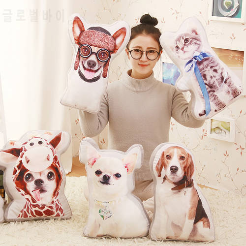 Creative dog plush pillow personality 3 d simulation cat pillow double-sided printing cushion for leaning on of lovely doll