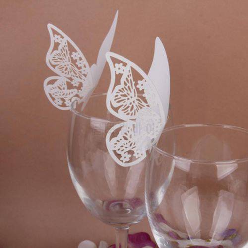 50Pcs Wine Glass Name Place Card Butterfly Party Cards Table Mark Birthday Wedding Event Party Bar Decorations Party