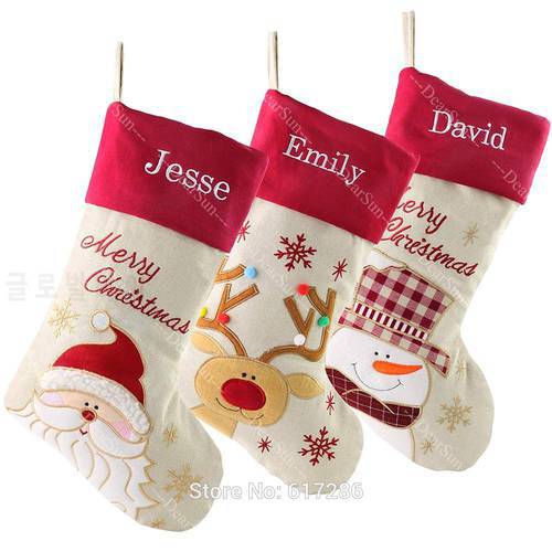 Personalized Christmas Stockings Customized Name Embroidered Name Christmas Gifts for Family DHL TNT Free Shipping Size 18