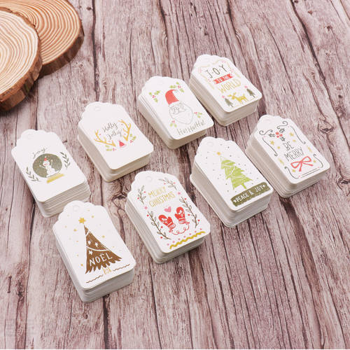 50pcs/lot Merry Christmas DIY Unique Gift Tags JOY TO WORLD tag Small Card Optional String DIY Craft Label Party Decor New Year