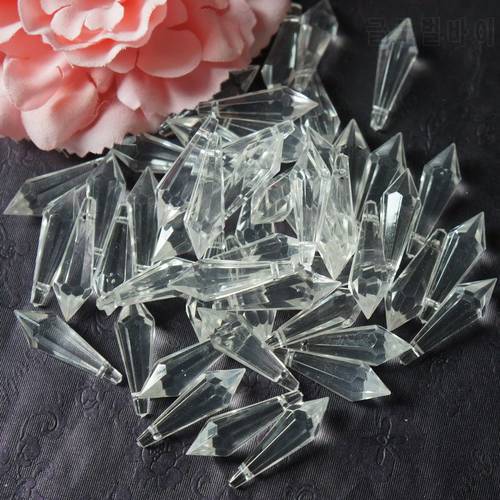 400pcs/lot 31mm icicle prism U Clear Acrylic Garland Strand Pendant Prisms DIY Wedding Part Decoration Supples Free Shippng