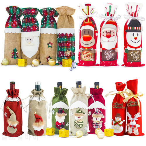 2020 Christmas Decorations for Home Santa Claus Wine Bottle Cover Snowman Stocking Gift Holders Xmas Navidad Decor New Year