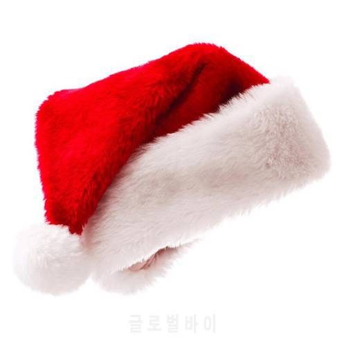 100pcs Velvet Santa Hat With Plush Brim Adult Child Christmas Party Cap Celebration Grand Event Favors Gift Red ZA4869