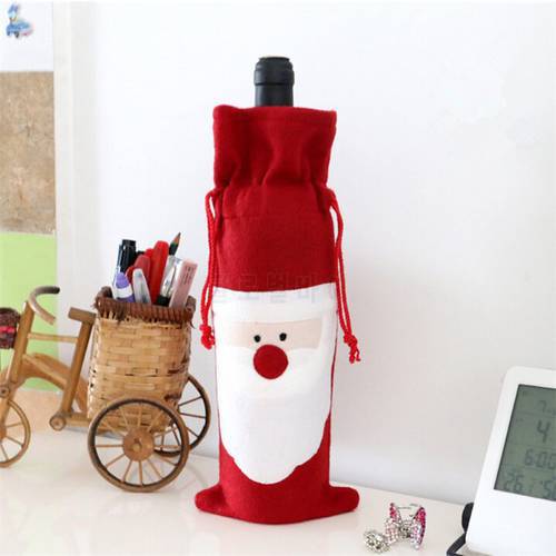 50 PCs Christmas Santa Claus red wine bottle cover bags Christmas dinner table decoration at home come party decors