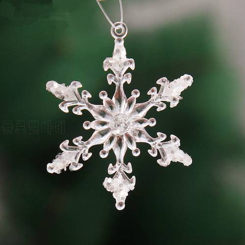 Weight 8G Size 4.5X4.5CM In Total 6 PCS Christmas Transparent Sticky Snowflakes Acrylic XMas Tree Hanging Decorations