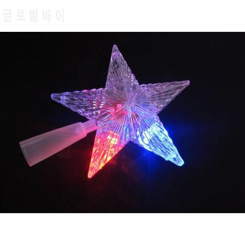 Pentagram Star LED Xmas Tree Topper Fairy Light Multi Color Flash Button Battery Powered Christmas Tree Decorations presents