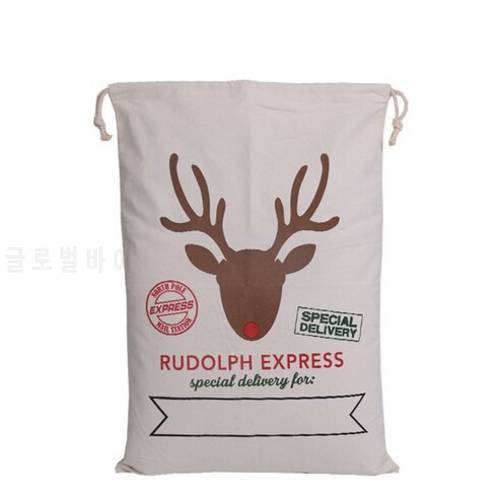 New 2016 Christmas Gift Bag Canvas santa sack bag Christmas deer drawstring gift bag DHL Free Shipping