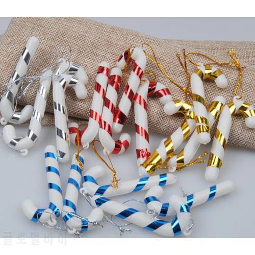 Xmas Candy Cane Ornament Christmas Tree Pendant Ornaments Decorations Mini Stripe Cane Craft Blank Decor gold silver red