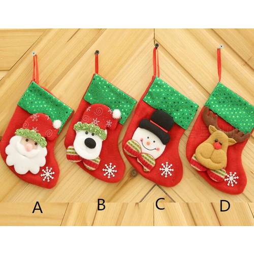 200 Pcs Mini Christmas Stockings Socks Santa Claus Candy Gift Bag Xmas Tree Decor Festival Party Ornament
