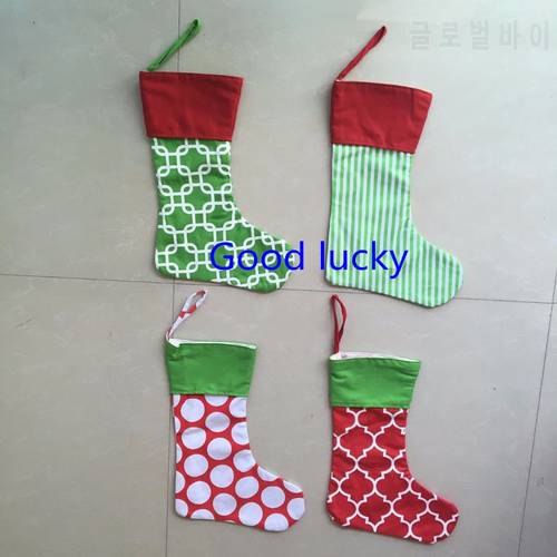 30pcs/lot Christmas decoration supplies mixed colors canvas monogram Christmas stocking wholesale personalized