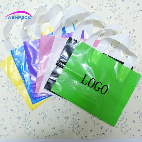 Custom Print Logo Gift Plastic Handle Packaging Shopping Bags